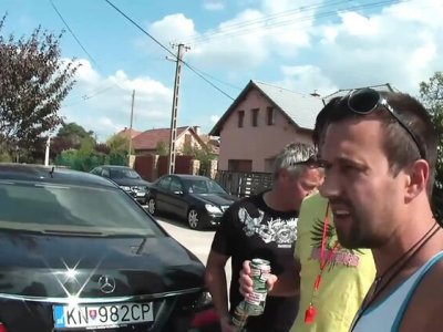 German pool party hot girls get naked with guys for outdoor threesome blowjob